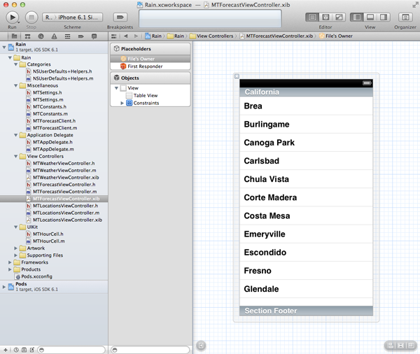 Create a Weather App with Forecast – User Interface - Creating the User Interface of the Forecast View Controller