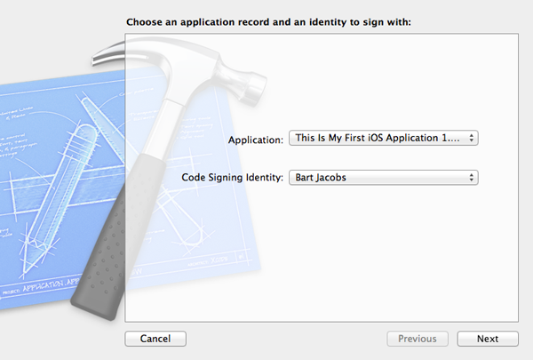 How To Submit an iOS App to the App Store - Select Application and Code Signing Identity