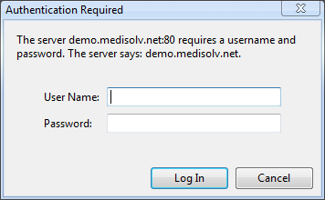 Figure 8: Authentication dialog