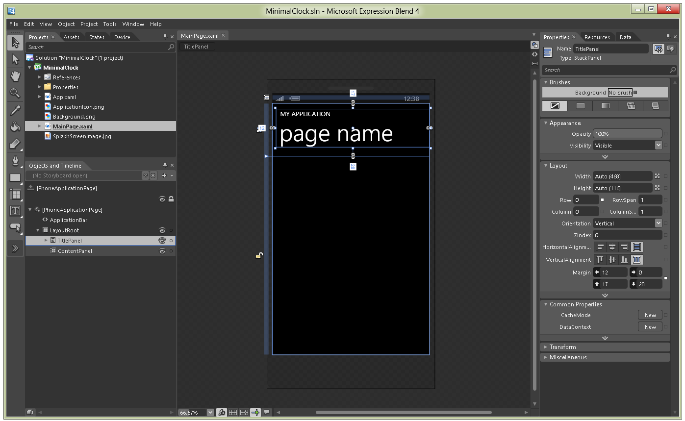 New Project in Expression Blend New Project in Expression Blend