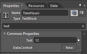 Changing the Text property of TimeHours to 12 Changing the Text property of TimeHours to 12