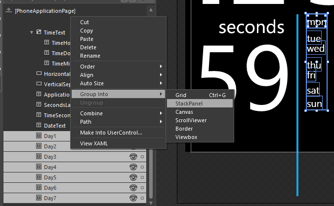 Combining days to StackPanel Combining days to StackPanel