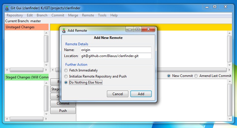 Git Gui Remote Add Origin