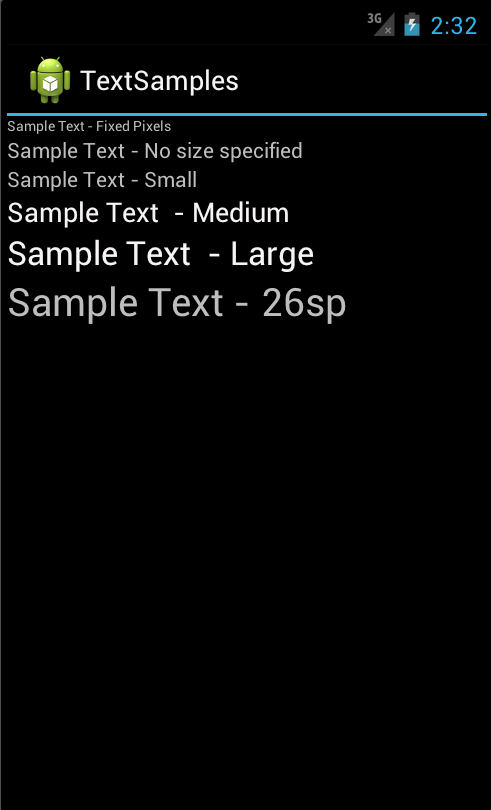 TextView Controls with Various Text Sizes, User Preference for Normal Font Size<br />