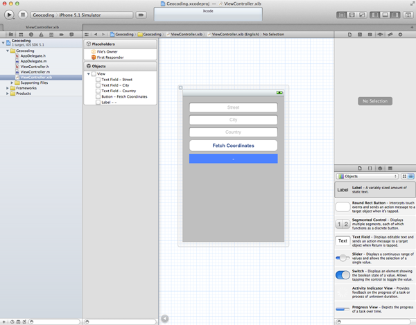 Geocoding with Core Location: Setting Up The User Interface - Figure 3