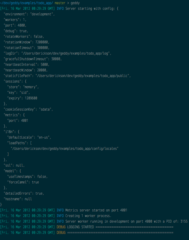 Starting your geddy app