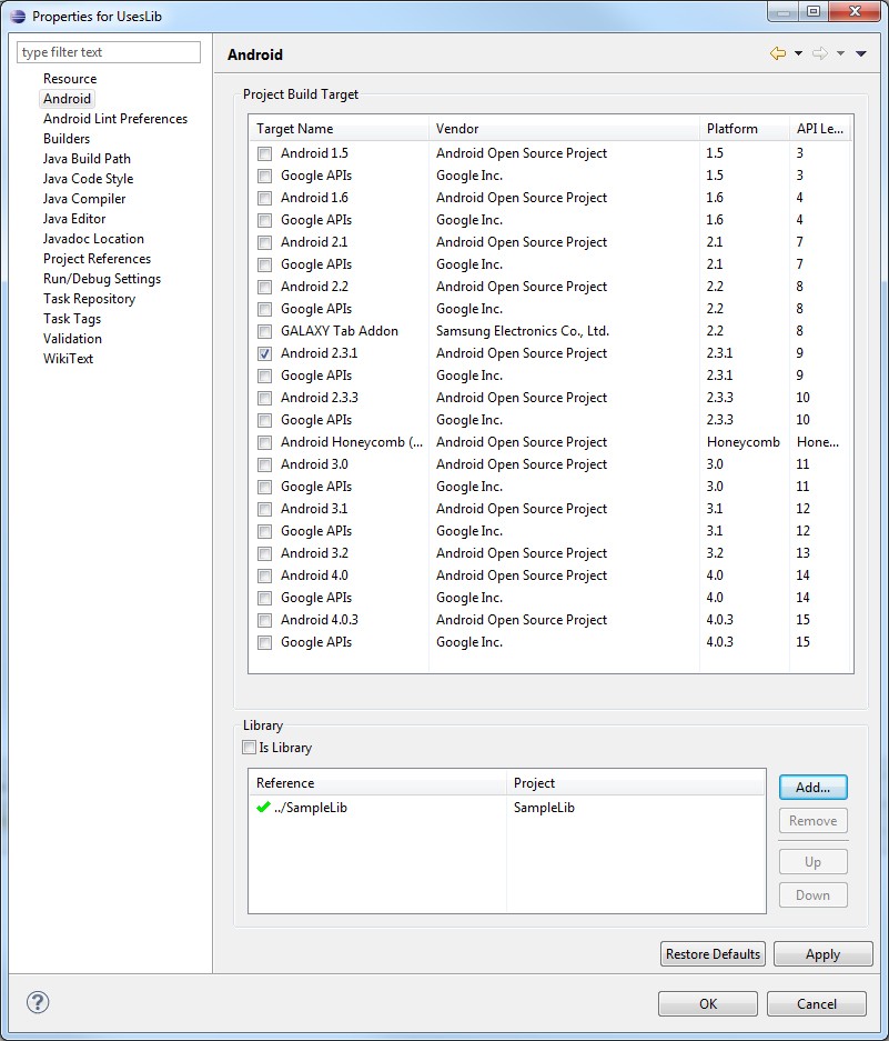 Using an already existing Android library