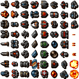 The new spritesheet with bullets and explosions
