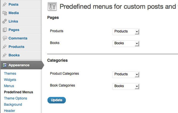 Settings page in WordPress Admin