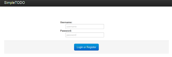 SimpleTODO Login Page