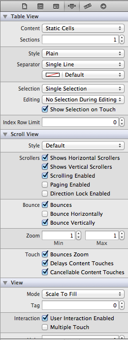 UIStoryboard Static Table View Configuration UIStoryboard Static Table View Configuration