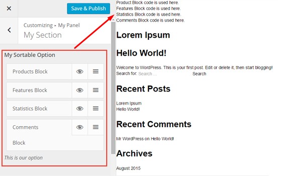 Image: /uploads/posts/868/assets/users/164/posts/24727/image/image11.jpg Previewing Sortable Type Results in the Customizer