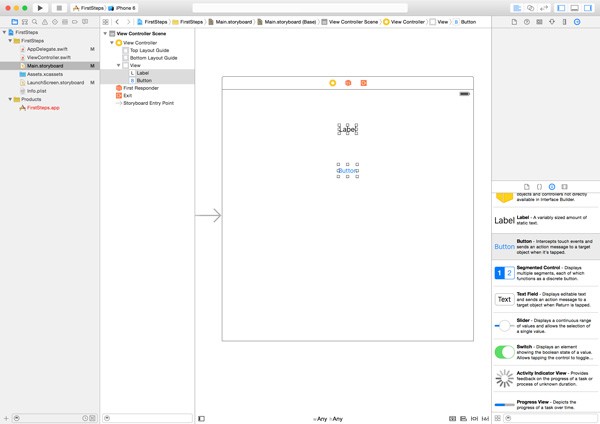 Adding a Label and a Button to the Storyboard