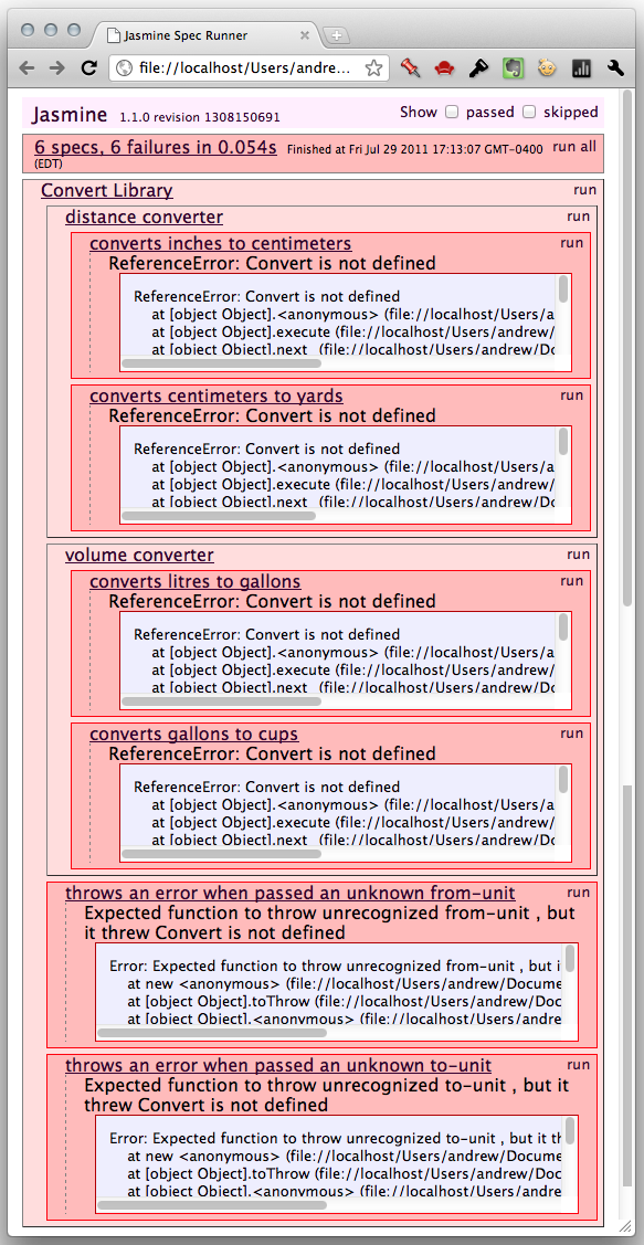 Convert failed tests