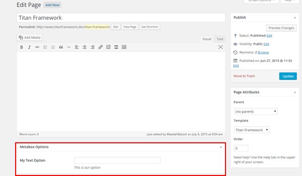 Creating a Metabox with Titan