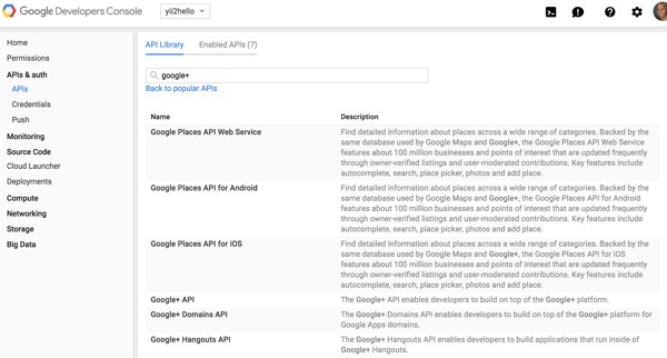 Programming Yii2 Google Developers Console Search
